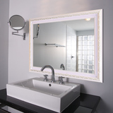 欧式浴室镜简约欧式卫浴卫生间 有框洗手间镜子壁挂镜粘贴梳妆镜