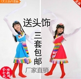 厂家直销儿童红色民族演出服藏服蹈表演水袖西藏族舞台服装新款女