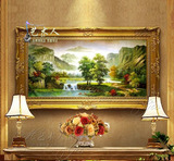 艺术人手绘欧式风景油画玄关壁画客厅装饰画美式聚宝盆山水画挂画