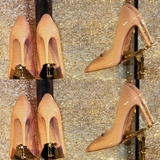 2016欧美漆皮裸粉色尖头高跟鞋超高跟细跟女鞋浅口工作鞋单鞋婚鞋