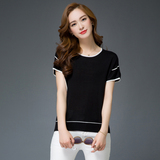 夏装新款女式韩版冰丝蝙蝠衫宽松显瘦蝙蝠袖针织短袖T恤衫女大码
