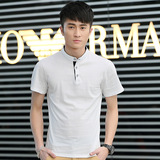 夏季新款男装韩版品牌立领纯棉男士短袖t恤 潮时尚修身体恤男上衣