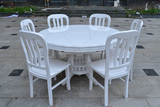 现代实木餐桌 伸缩 折叠 白色餐桌 小户型田园时尚圆桌饭桌子圆形