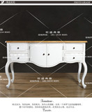 地中海玄关柜实木玄关桌欧式新古典白色做旧复古美式法式家具