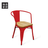 瑞舍 餐椅椅子餐桌椅铁椅木椅时尚简约复古电脑椅现代木面DY-358
