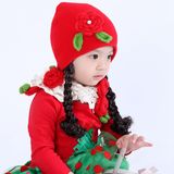 韩版女宝宝冬季假发帽子 婴幼儿童帽子 公主帽过年帽