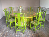 特价 西藏彩绘餐桌 餐椅 酒店专用实木做旧家具厂家直销可定制