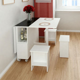 现代简约伸缩餐台小户型简单靠墙桌简易收纳桌白色烤漆可折叠餐桌