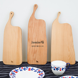 整木烘焙面包板 榉木无漆歪手柄水果板 儿童辅食板 出口实木砧板