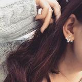 韩国 925纯银耳针防过敏 锆石微镶 精致淑女款 花朵造型耳钉耳环