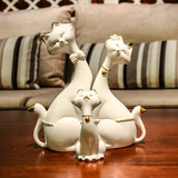 家居装饰品陶瓷简约现代客厅创意猫猫摆件工艺品闺蜜朋友结婚礼物