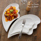 西餐盘子碟子 餐厅创意菜盘 陶瓷盘纯白酒店异形不规则餐具 包邮