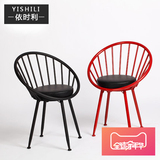 美式铁艺彩色休闲创意小咖啡餐店椅 办公接待靠背温莎孔雀椅子