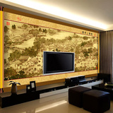 靓巢定制中式客厅沙电视背景影视墙纸壁纸大型壁画清明上河图墙画