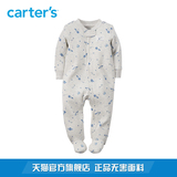 Carter's1件式灰色长袖连体衣包脚拉链爬服全棉男婴儿童装115G071