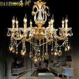 锌合金水晶吊灯客厅灯餐厅欧式吊灯奢华现代简约金色卧室蜡烛灯具