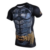漫威复仇者联盟钢铁侠超人蝙蝠侠短袖t恤男士运动紧身衣弹力上衣