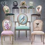 伊卡家具 欧式餐椅 实木 创意人物美式休闲餐椅 新中式复古椅子