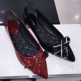 2015露娜香港代购欧美秋平跟女鞋 真皮时尚蝴蝶结花朵平底单鞋子