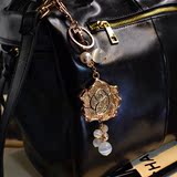 新款水晶玫瑰花 汽车钥匙扣镶钻钥匙链创意时尚包包挂件高档礼物