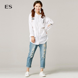 艾格 ES 2016夏新品S纯色拉链印花长袖外套16032104186