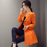 2016秋装新款风衣外套 韩版修身中长款修身风衣女长袖薄外套