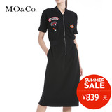 MO&Co.连衣裙中长款2015欧美秋装新款波普修身显瘦短袖连身裙moco