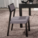 简约时尚 布艺实木餐椅低靠背西餐桌椅酒店椅子咖啡厅凳可拆洗