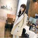 2015韩版学院风白色毛呢西服女外套中长款羊毛呢子大衣短外套