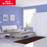 掌上明珠白色亮光板式床床头柜现代卧室家具组合1.5M1.8M床床头柜