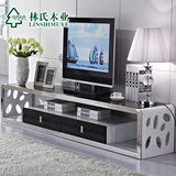 林氏木业不锈钢电视柜 客厅钢化玻璃地柜房间电视机柜家具Y-TV209