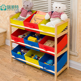 瑞美特外贸正品欧式彩色收纳箱儿童宝宝玩具图书实木整理架储物柜