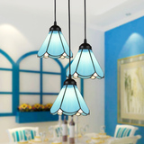 金宇航 餐厅灯吊灯三头LED 创意个性地中海吊灯蒂凡尼玻璃蓝色
