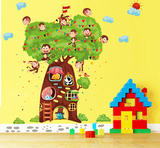 包邮 超大型动物树屋卡通墙贴儿童房间卧室 幼儿园教室装饰贴画