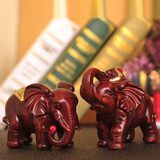 创意树脂工艺品家居装饰品 仿木质吉祥如意大象摆件一对乔迁礼品