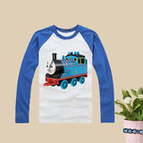 2-8岁秋季男孩托马斯小火车衣服儿童汽车T恤卡通男童长袖衣服秋装