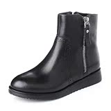 正品代购Tata/他她2015年冬季黑色时尚休闲小牛皮革女靴2N947DD5