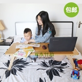实木双人用可折叠床上笔记本电脑桌学习书桌吃饭小餐桌懒人地桌子