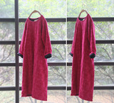 2015冬装新款例外文艺复古女装长款亚麻棉袍棉麻棉袄棉衣外套长袍
