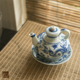[那个山头] 日本名家 平安竹泉 作品 青花瓷 茶壶