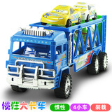 大号惯性双层拖车带四辆迷你小汽车 惯性组装小汽车玩具