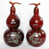 正品V】越南红木工艺品 红木雕刻 花梨木镶嵌贝壳 葫芦花瓶