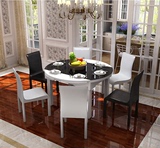 包邮钢化玻璃可伸缩餐桌小户型实木餐台圆形餐桌椅组合简欧小餐桌