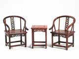 红木雕工艺品摆件明清微型古典小家具模型 红酸枝圈椅镂空雕花