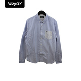 香港正品FRED PERRY男16春季英版条纹拼接长袖衬衫
