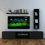 电视柜 客厅现代黑色橡木质组合家具简约客厅电视机柜矮柜定制