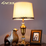 客厅台灯美式纯铜水晶台灯卧室床头灯简约现代欧式全铜水晶台灯
