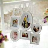 6寸3.5寸6连体FAMILY相框摆台欧式韩式创意礼物可挂墙免费洗照片