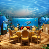 3D立体动物主题餐厅墙纸卧室ktv海底世界壁纸儿童房无缝大型壁画
