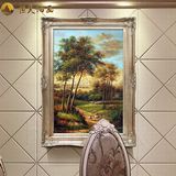恒美手绘油画 欧式美式乡村风景油画DS30 欧式玄关壁炉竖幅壁画